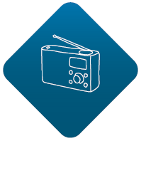 Illustrasjon av ei radio med teksten: Hald deg orientert. Ha ein DAB-radio i huset - og still den inn på NRK P1 for å få med deg viktig informasjon.