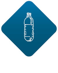 Illustrasjon av ei vannflaske med teksten: Drikkevatn. Opprettglad væskebalansen ved å ha tre liter vatn per person til drikke og matlagning, per døgn.