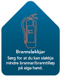 Brannsløkkjar - Sørg for at du kan sløkkje mindre brannar/branntilløp på eigahand.  - Klikk for stort bilete