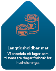 Landtidsholdbar mat - Vi anbefalar eit lager som tilsvara tre dagar forbruk for husholdninga.  - Klikk for stort bilete